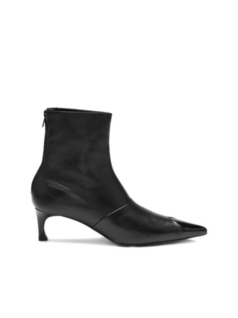 pointed-toe leather boots