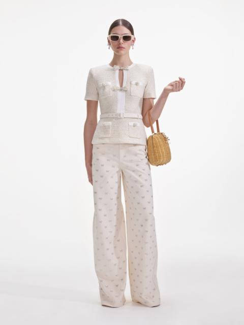 Cream Sequin Knit Top