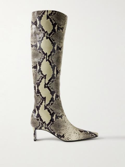 Ona Snake-print Leather Knee Boots