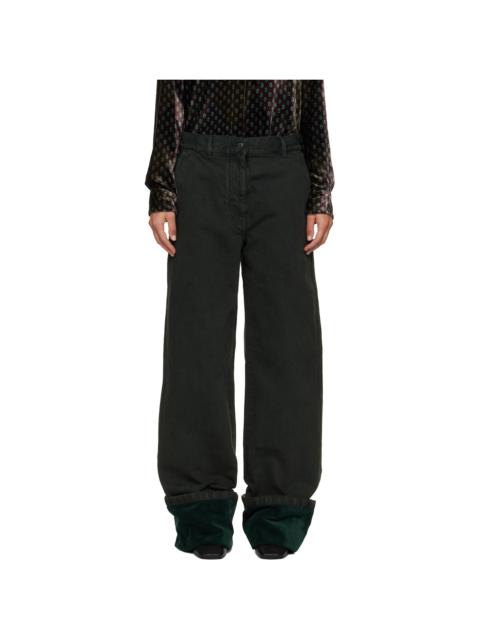 Green Velvet Cuff Jeans