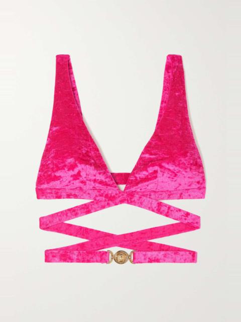 Medusa Biggie stretch-velvet bikini top