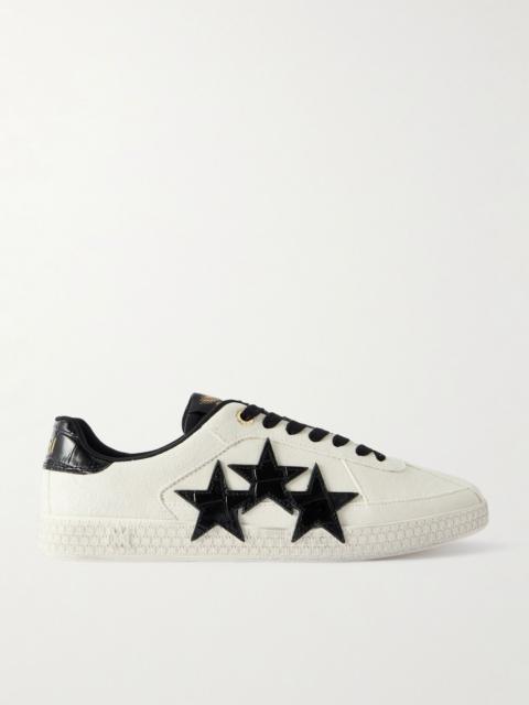 Croc-Effect Leather Sneakers Black