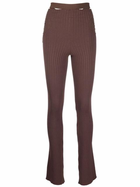 ribbed-knit flared trousers