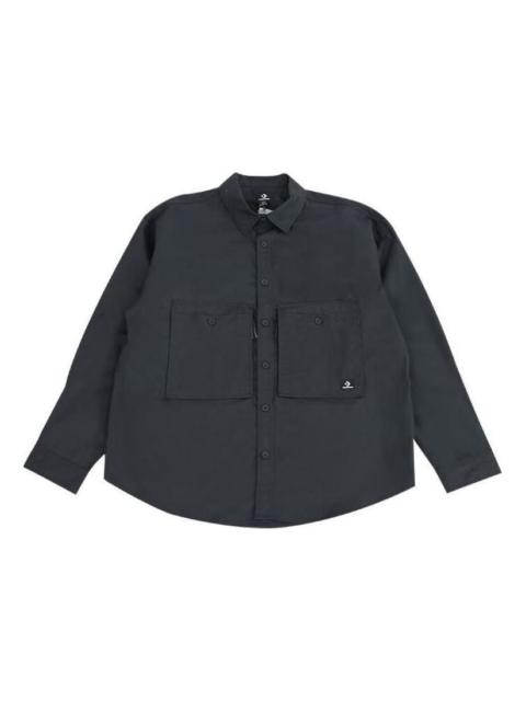 Converse Cotton Long Sleeve Shirt 'Black' 10027258-A01