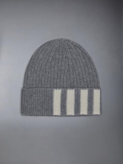 Grey Cashmere 4-Bar Cuff Beanie