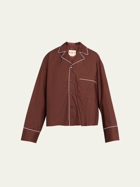 Peplum Straight-Leg Crop Trousers