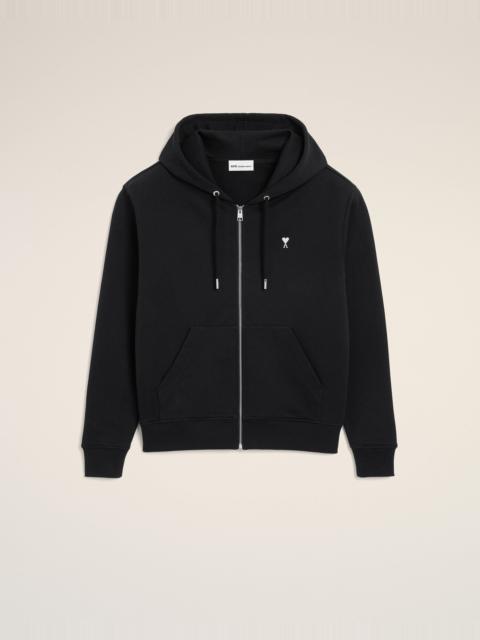 BLACK COTTON AMI DE COEUR ZIPPED HOODIE
