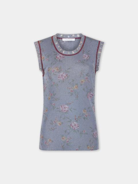 BLUE TANK TOP IN LUREX VISCOSE KNIT