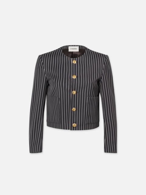 Button Front Jacket in Dark Navy Multi