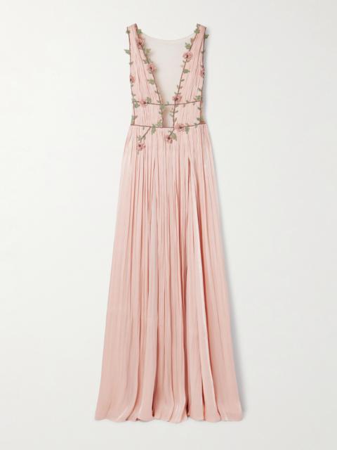Nalina Embellished Tulle-trimmed Lamé Gown