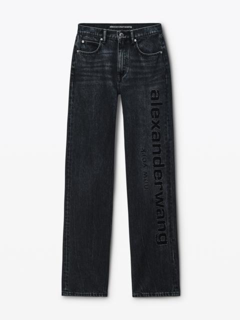 grey logo cutout mid-rise jeans