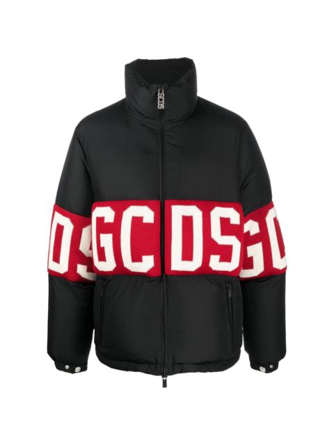 logo-knit padded jacket