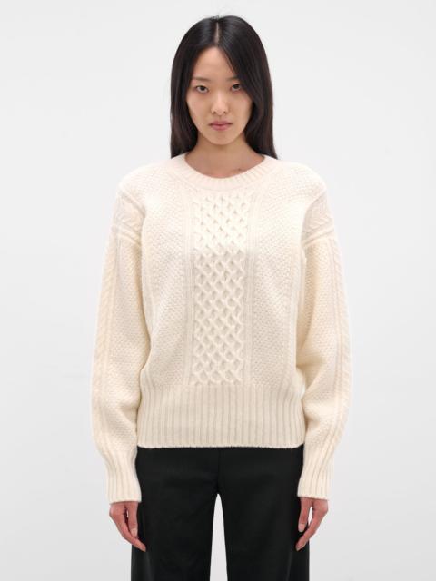 Ivory Wool Knit Cut-Out Sweater
