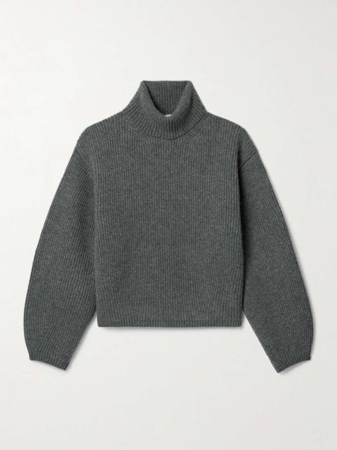 Ribbed wool-blend turtleneck sweater