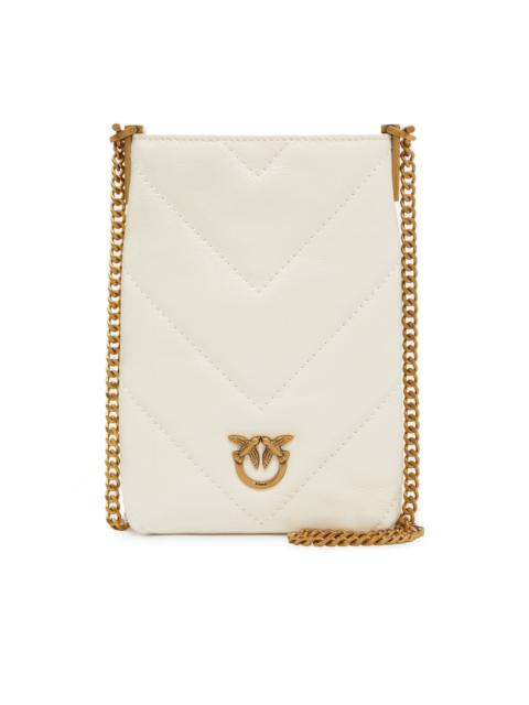 quilted Love Birds-embellished phone bag