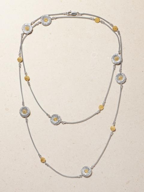 Blossoms rhodium-plated sterling silver and gold vermeil diamond necklace Silver