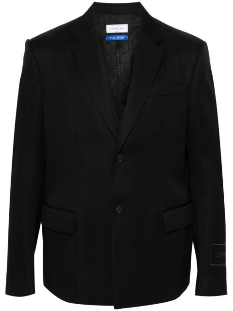 logo-embroidered wool blazer