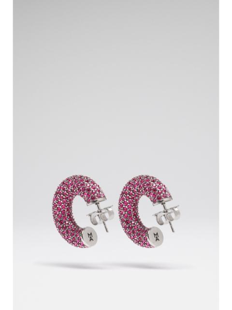 CAMERON HOOP MINI RUBY CRYSTALS WITH SILVER BASE