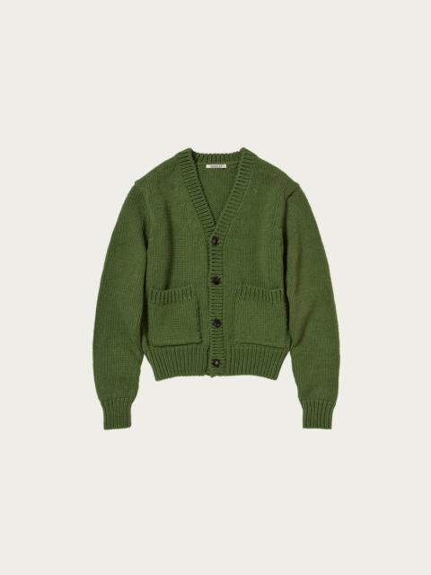 Wool Cashmere Felted Knit Cardigan - Olive