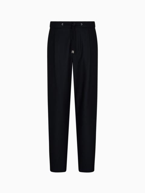 SINGLE-PLEAT CASHMERE DRAP TROUSERS