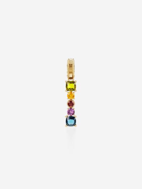 Rainbow alphabet I 18 kt yellow gold charm with multicolor fine gems