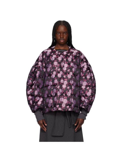 Black & Pink Jacquard Quilted Jacket