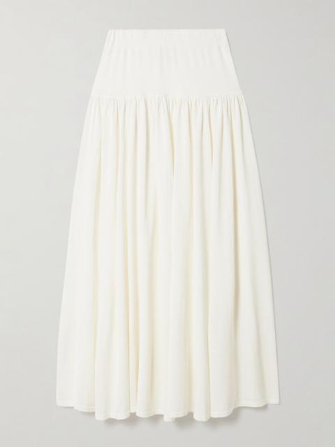 Romy gathered knited maxi skirt Ivory