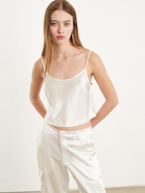 WHITE SILK CROPPED CAMI