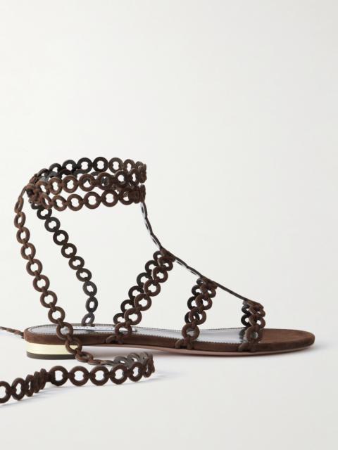 Infinity Chain Cutout Suede Sandals