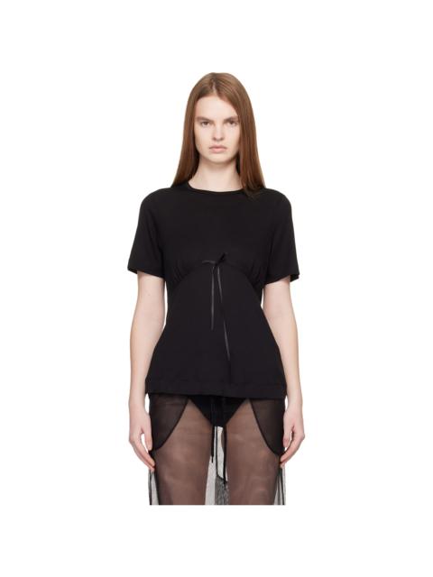 Black Gathered Bust Bow T-shirt