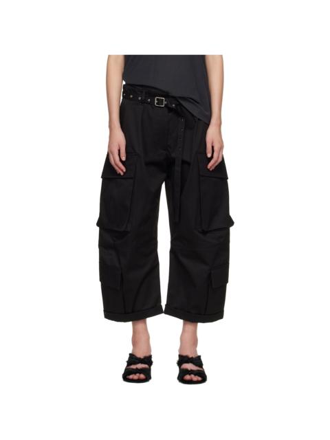 Black Twill Cargo Trousers