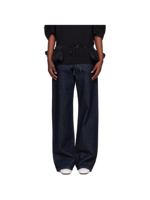 Black Ruffled Cotton Waist Belt