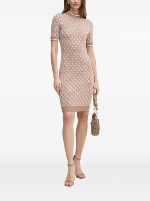 logo-pattern short-sleeve mini dress