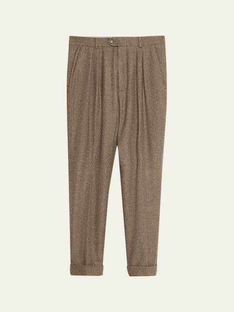 Men's Stafford Wool and Cashmere Pleated Trousers