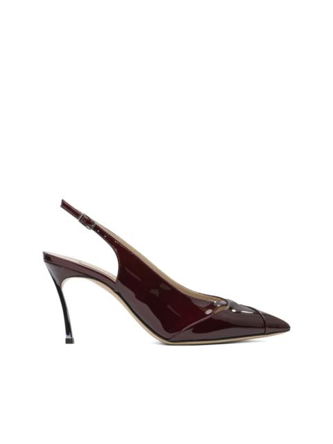80mm Samurai Blade slingback patent-leather pumps