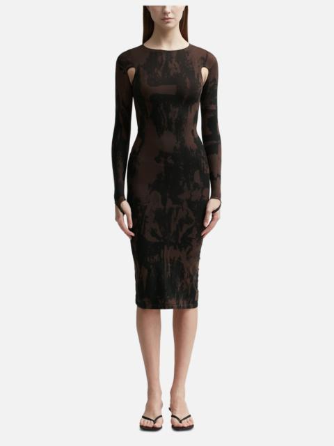 CUT-OUT PRINTED SCULPTING DRESS
