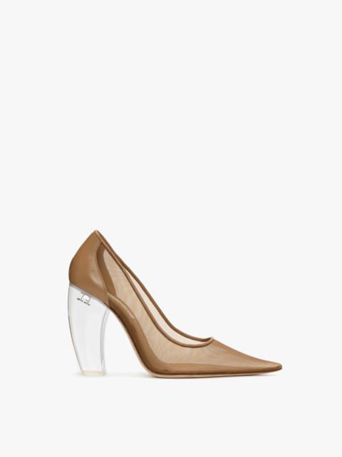 Transparent Heel Mesh Pump In Tan
