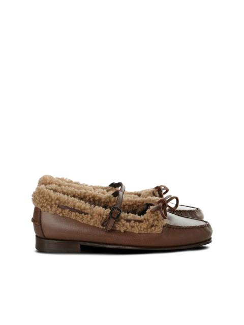 shearling-trimmed buckle loafers