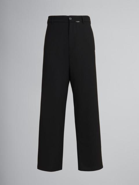 BLACK WOOL STRAIGHT-LEG TROUSERS WITH MARNI MENDING LOGO