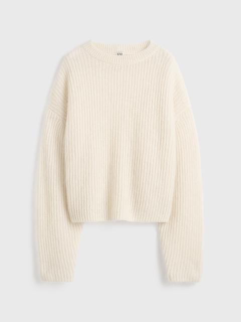 Mohair blend rib knit ecru