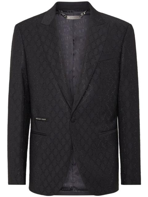 monogram-pattern blazer