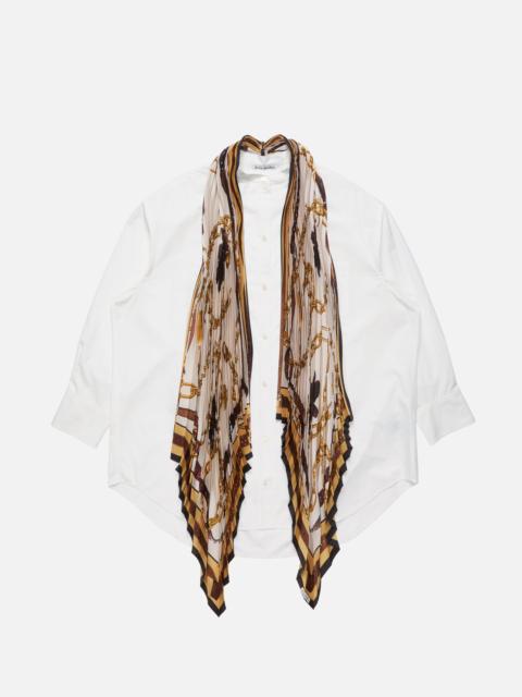 Layered shirt dress - White/gold