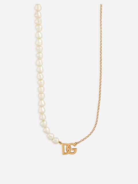 Link necklace with pearls and DG logo