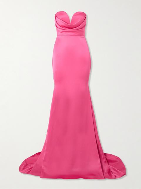 Strapless Draped Satin-crepe Gown