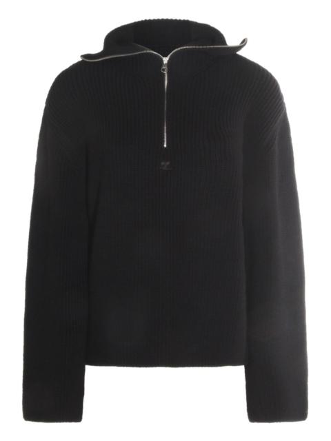 zip-neck ribbed sweater