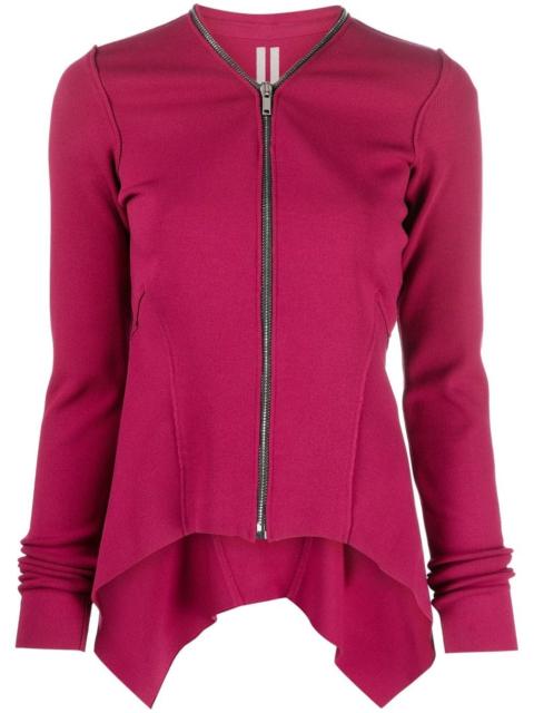 handkerchief-hem zip-up jacket