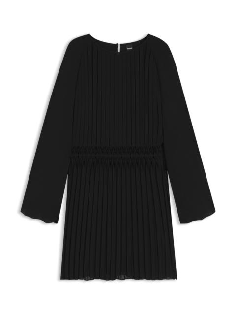 PLISSÉ DRESS WITH SMOCKED WAISTBAND