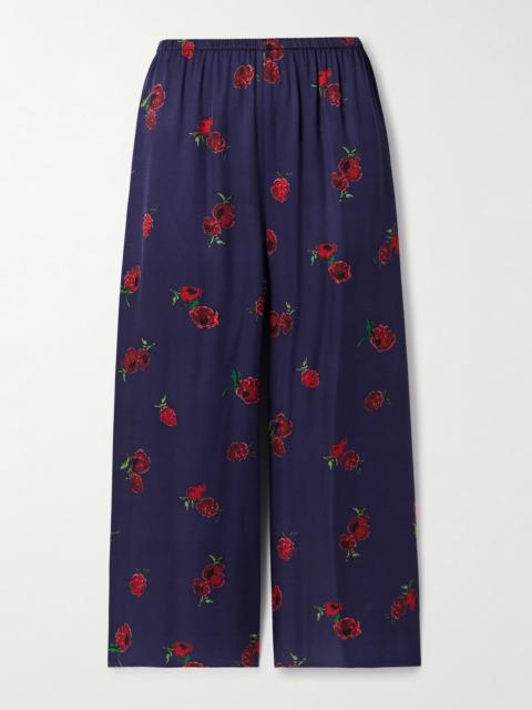 Mindy Printed Twill Wide-leg Pants