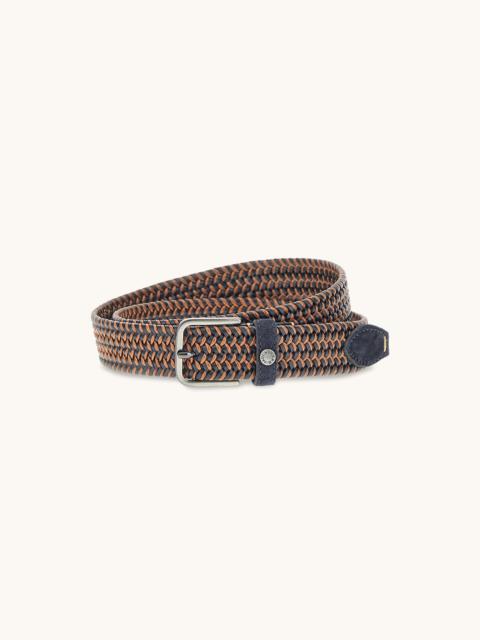 ELASTIC BRAIDED LEATHER BELT WITH SUEDE FINISHES