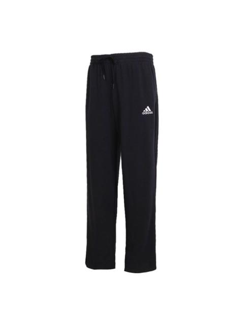 adidas Solid Color logo Casual Sports Elastic Waistband Long Pants Black GK9273